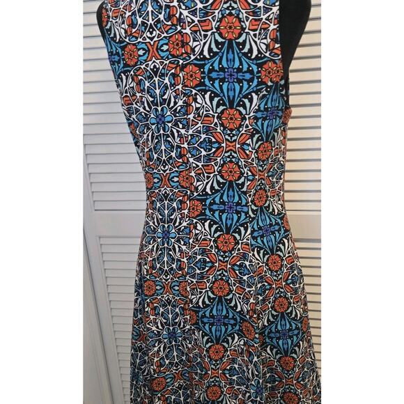 Forever 21 Summer Dress Sleeveless MED Multicolor Lined TEAL RED AZTEC TRIBAL - Picture 4 of 8